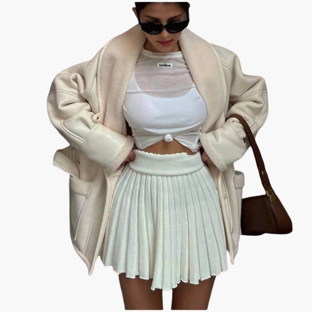 Elarova | Damenjacke mit breitem Kragen und Taillengürtel