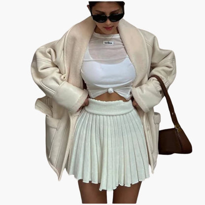 Elarova | Damenjacke mit breitem Kragen und Taillengürtel