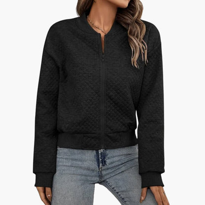 Elarova | Damenjacke mit durchgehendem Reißverschluss und geripptem Saum