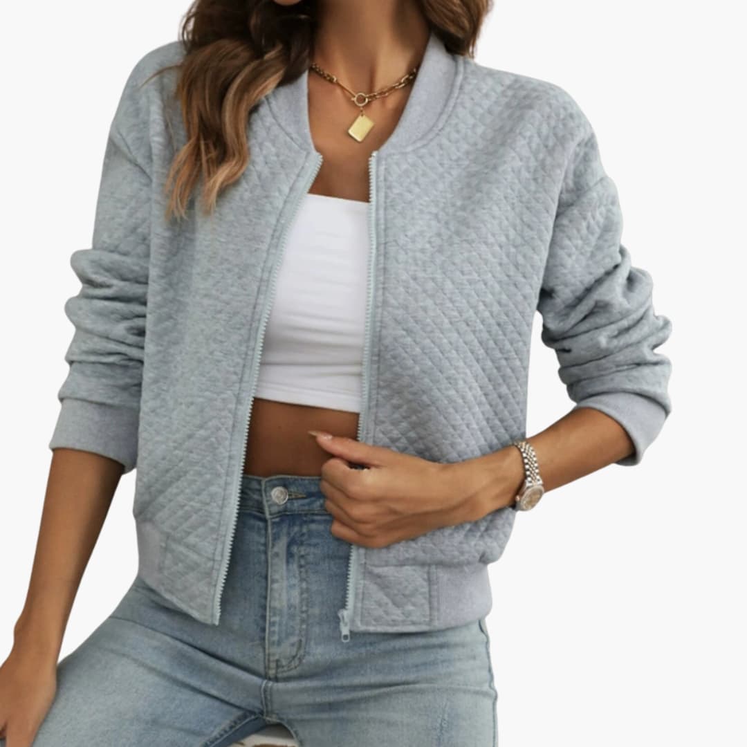 Elarova | Damenjacke mit durchgehendem Reißverschluss und geripptem Saum