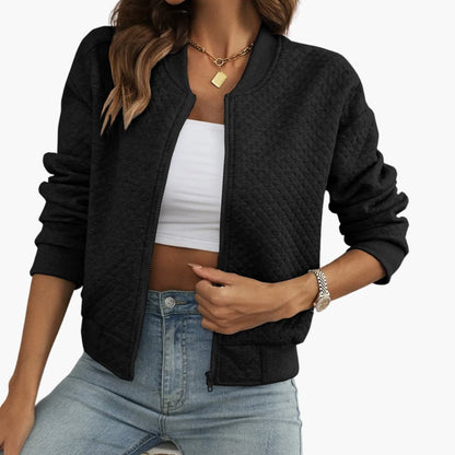 Elarova | Damenjacke mit durchgehendem Reißverschluss und geripptem Saum