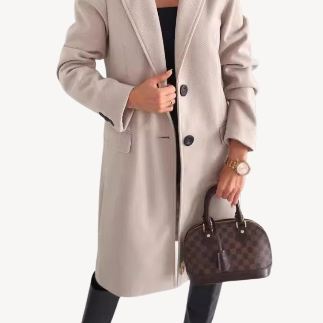 Elarova | Damenmantel aus Wollmischung mit Taschen