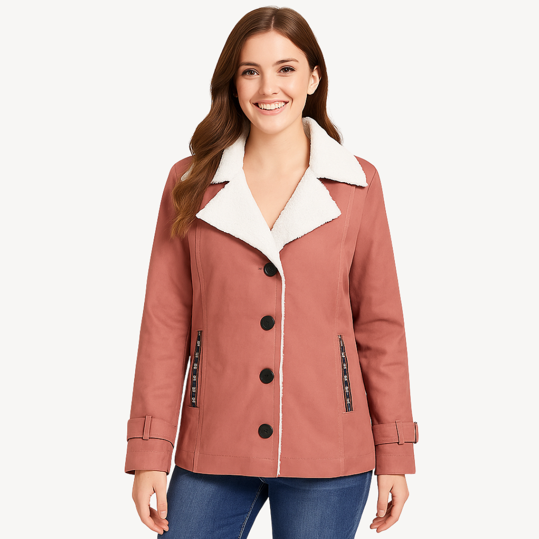 Elarova | Damenmantel mit Fleecefutter und Knöpfen
