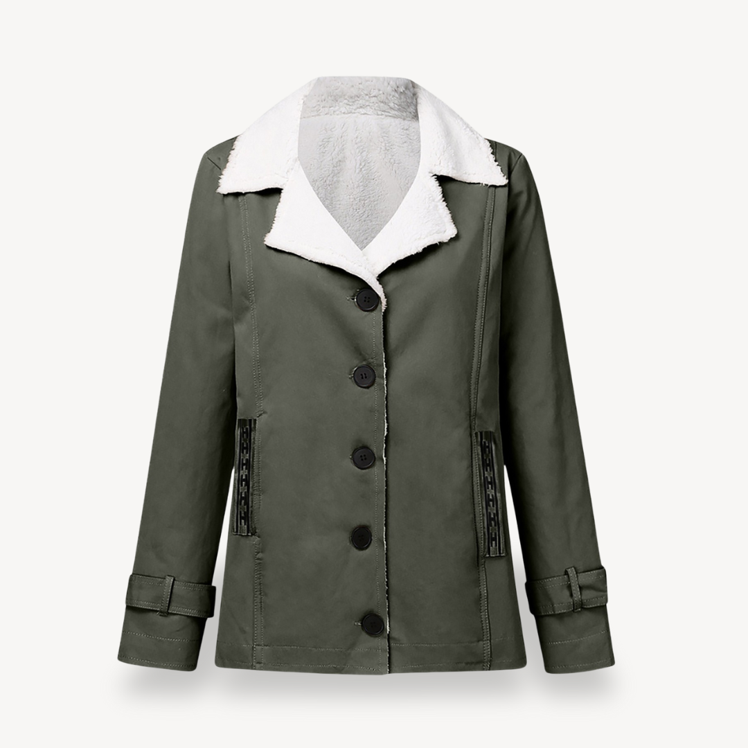 Elarova | Damenmantel mit Fleecefutter und Knöpfen