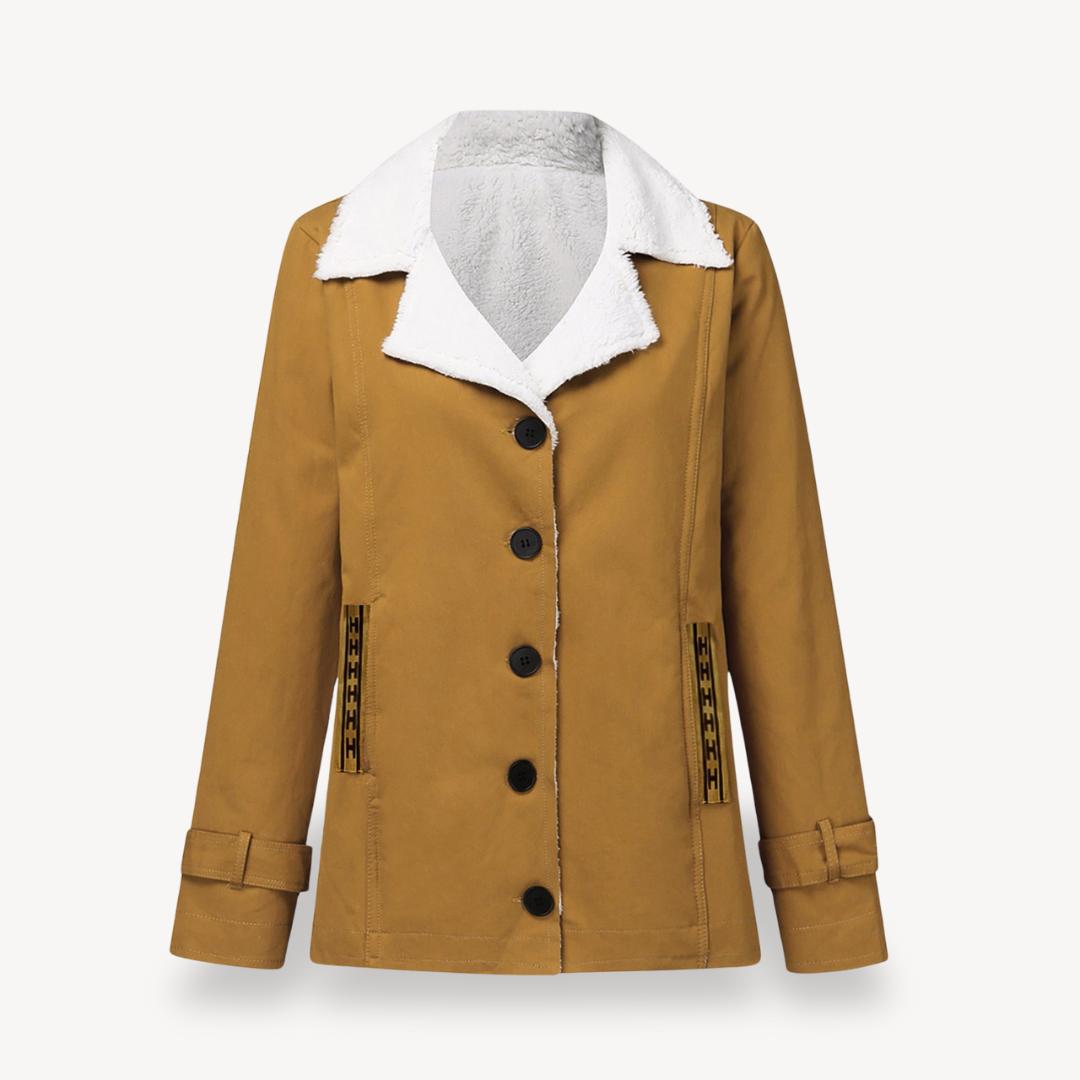 Elarova | Damenmantel mit Fleecefutter und Knöpfen