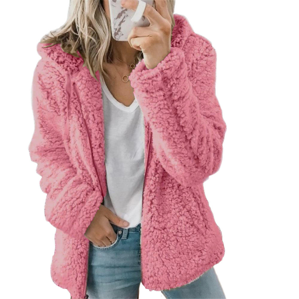 Elarova | Damenmode | Eleganter Bären Teddy Pelzmantel: Weicher Fleece Mantel mit Taschen und Reißverschluss