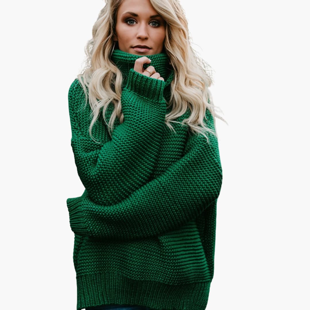 Elarova | Damenpullover mit Rollkragen und geripptem Saum