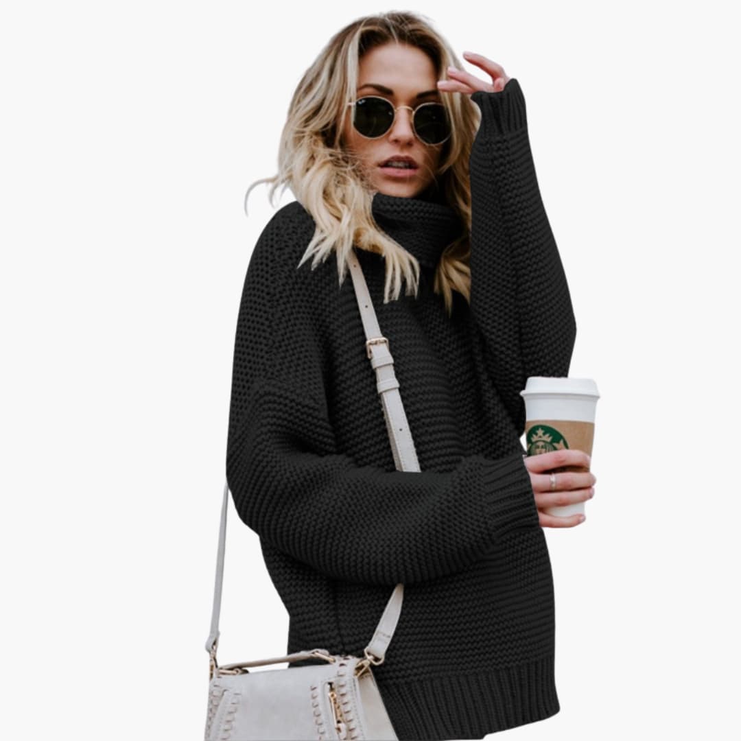 Elarova | Damenpullover mit Rollkragen und geripptem Saum