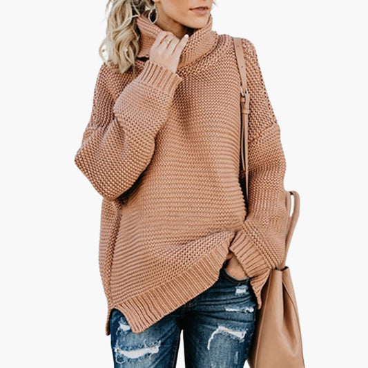 Elarova | Damenpullover mit Rollkragen und geripptem Saum