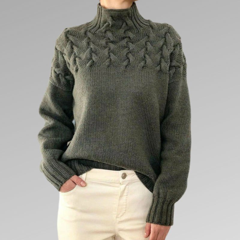 Elarova | Damenpullover mit ZopfstrickDetail