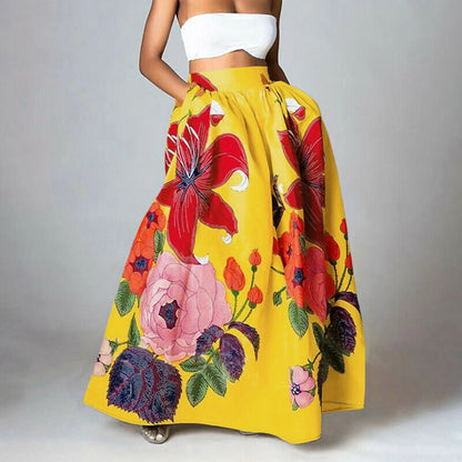 Elarova | Damenrock Maxi Mit Hochbund & Verspieltem Blumen-Print