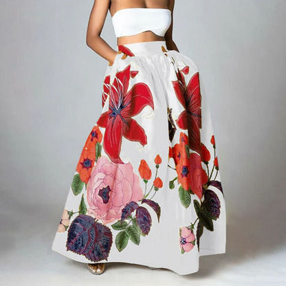Elarova | Damenrock Maxi Mit Hochbund & Verspieltem Blumen-Print