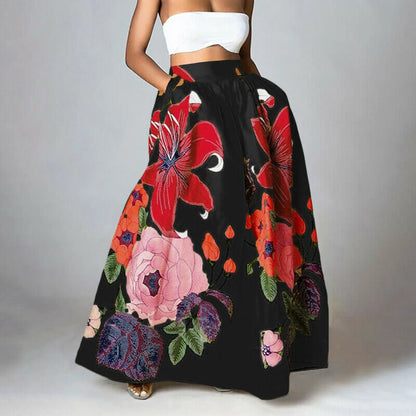 Elarova | Damenrock Maxi Mit Hochbund & Verspieltem Blumen-Print