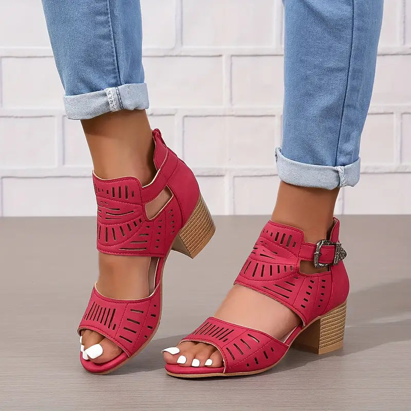 Elarova | Damensandalen mit Dickem Absatz