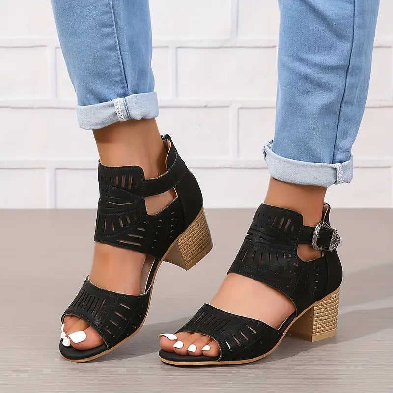 Elarova | Damensandalen mit Dickem Absatz