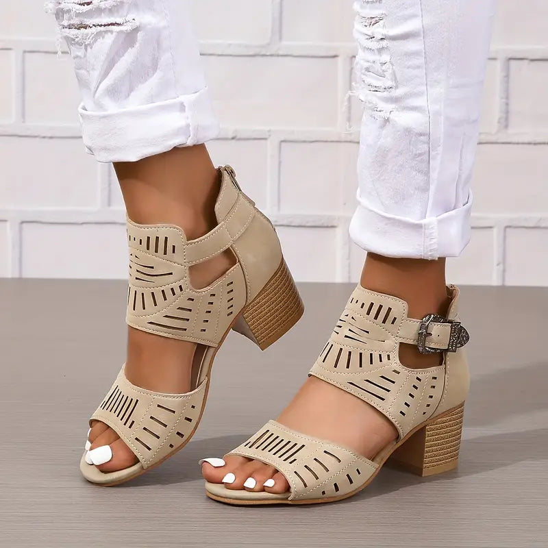 Elarova | Damensandalen mit Dickem Absatz
