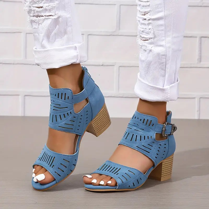 Elarova | Damensandalen mit Dickem Absatz
