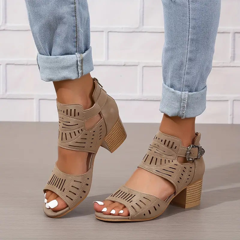 Elarova | Damensandalen mit Dickem Absatz