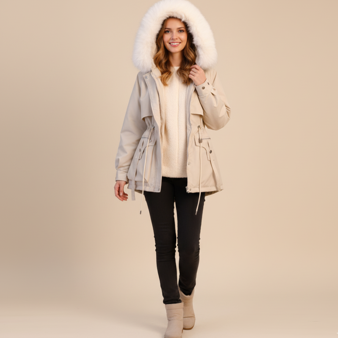 Elarova | Daunenjacke mit Kunstpelzkragen für Damen