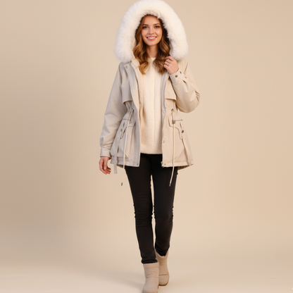 Elarova | Daunenjacke mit Kunstpelzkragen für Damen
