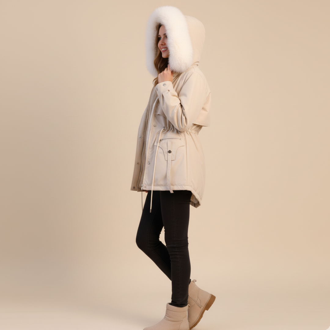 Elarova | Daunenjacke mit Kunstpelzkragen für Damen