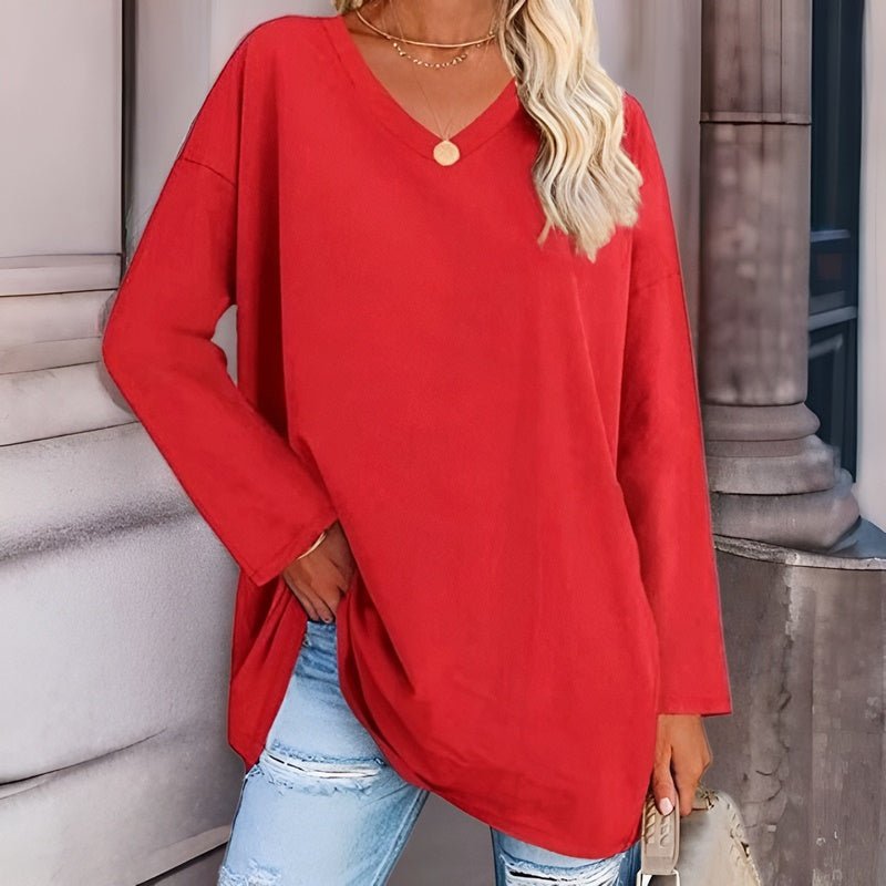 Elarova | Dein Trendiges Langarmshirt mit V-Ausschnitt für Komfort