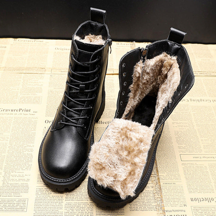 Elarova | Delphine – Winterstiefel aus schwarzem Leder
