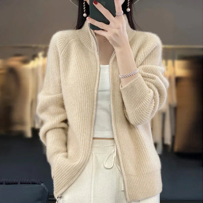 Elarova | Dicker Rollkragen-Cardigan mit Reißverschluss für Damen