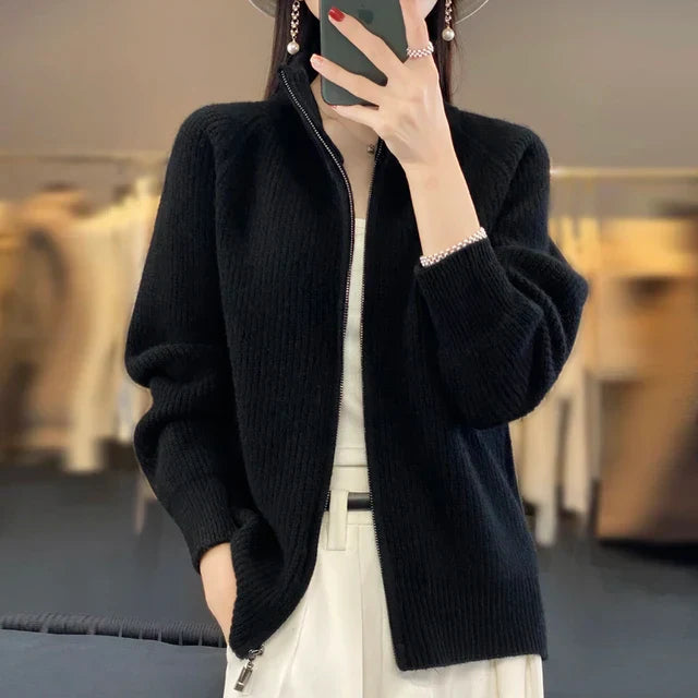 Elarova | Dicker Rollkragen-Cardigan mit Reißverschluss für Damen