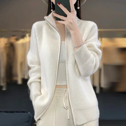 Elarova | Dicker Rollkragen-Cardigan mit Reißverschluss für Damen