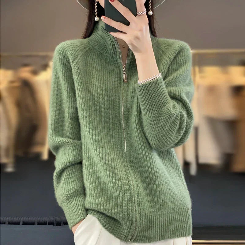 Elarova | Dicker Rollkragen-Cardigan mit Reißverschluss für Damen