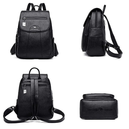 Elarova | Diebstahlsicherer Lederrucksack Mit Großem Fassungsvermögen Für Damen