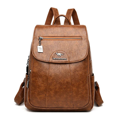 Elarova | Diebstahlsicherer Lederrucksack Mit Großem Fassungsvermögen Für Damen