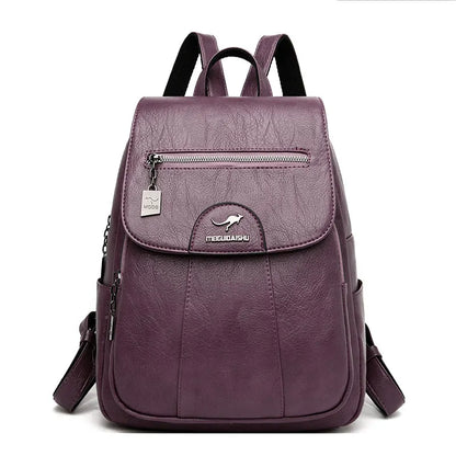 Elarova | Diebstahlsicherer Lederrucksack Mit Großem Fassungsvermögen Für Damen