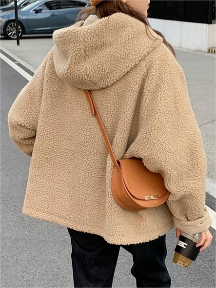Elarova | Einfarbige Wendbare Jacke Mit Kapuze Und Reißverschluss
