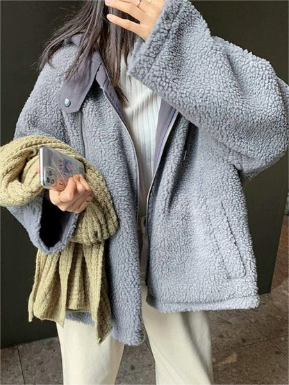Elarova | Einfarbige Wendbare Jacke Mit Kapuze Und Reißverschluss