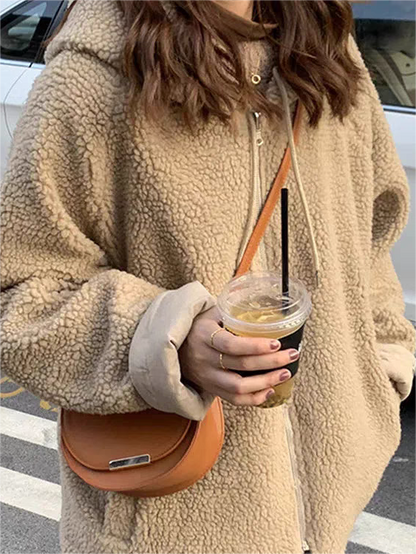 Elarova | Einfarbige Wendbare Jacke Mit Kapuze Und Reißverschluss
