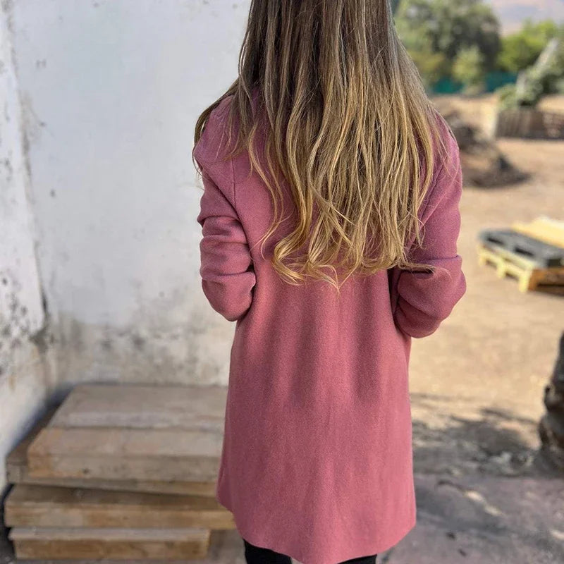 Elarova | Einfarbiger MidLength Cardigan Mantel