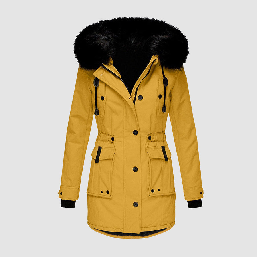 Elarova | Elegante Damen Winterjacke mit Pelzkragen