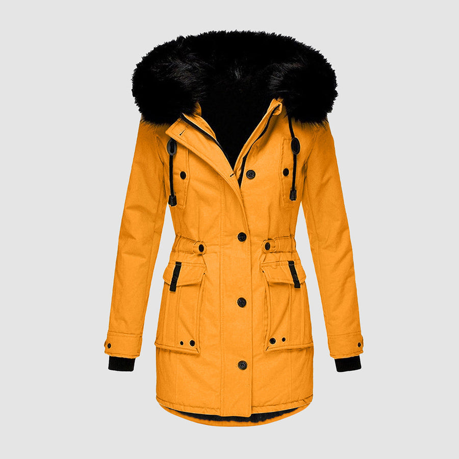 Elarova | Elegante Damen Winterjacke mit Pelzkragen