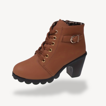 Elarova | Elegante Damenstiefel mit Schnürung und hohem Absatz