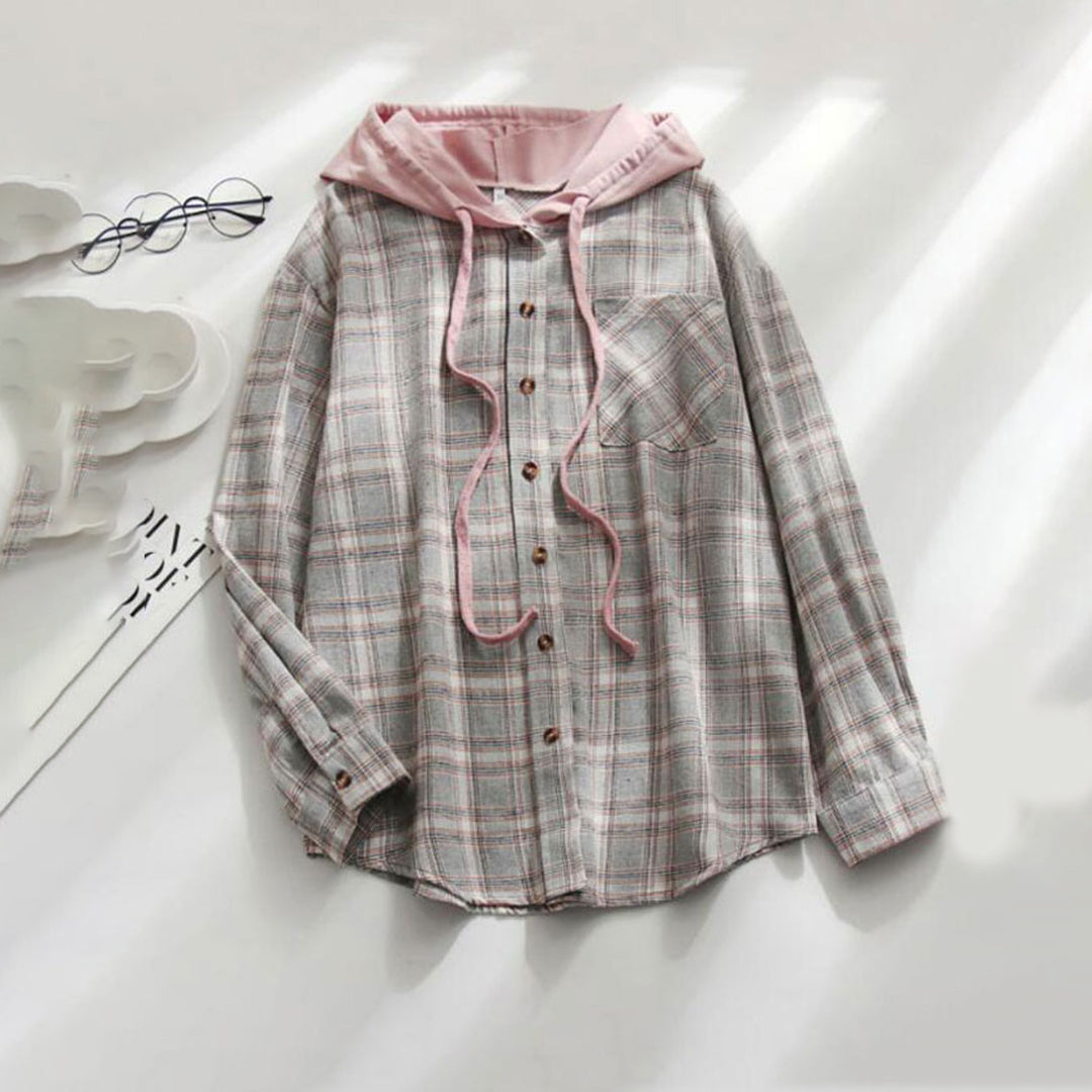 Elarova | Elegante Kapuzenjacke mit Karodesign