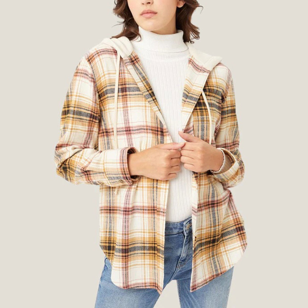 Elarova | Elegante Kapuzenjacke mit Karodesign