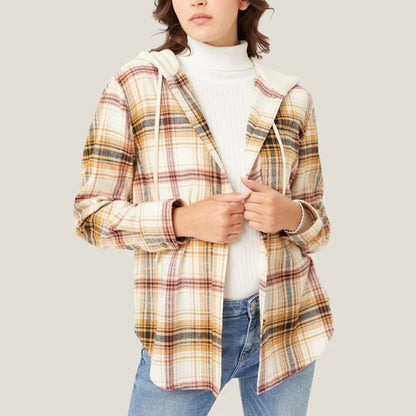 Elarova | Elegante Kapuzenjacke mit Karodesign
