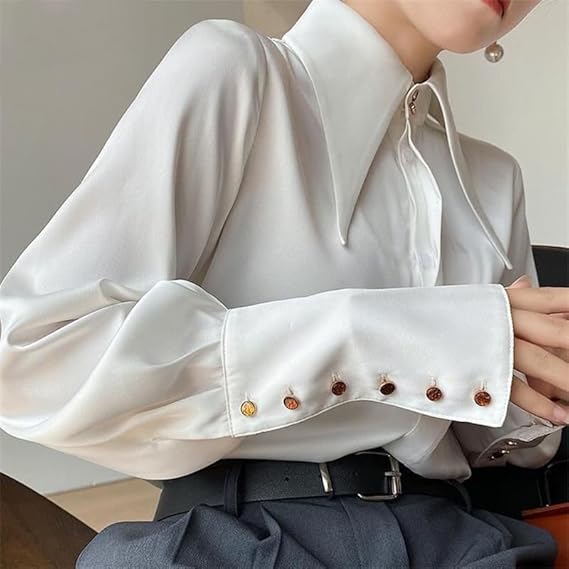 Elarova | Elegante Satinbluse mit auffälligen Manschetten für Damen