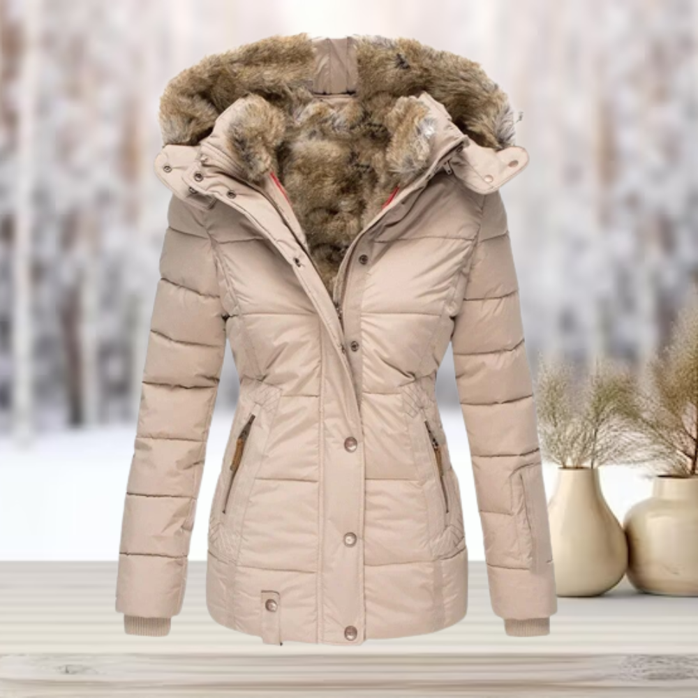 Elarova | Elegante Winterjacke mit Pelz und Kapuze
