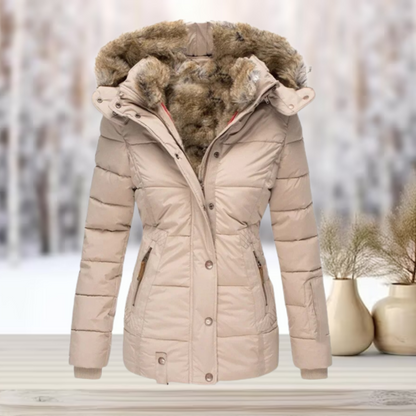 Elarova | Elegante Winterjacke mit Pelz und Kapuze