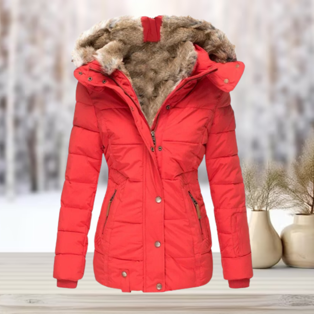 Elarova | Elegante Winterjacke mit Pelz und Kapuze