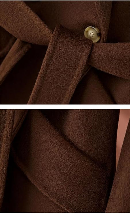 Elarova | Eleganter DamenMaximantel Mit Doppelknopfreihe Und Gürtel Herbst Winter 2024