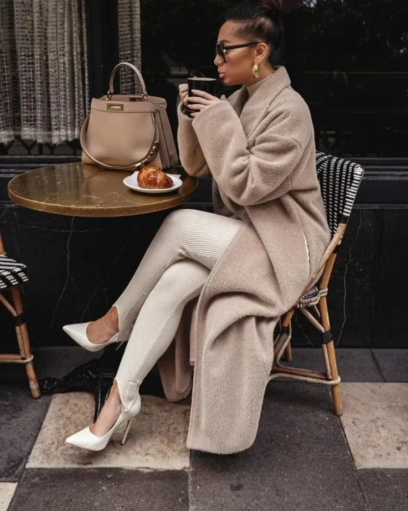 Elarova | Eleganter Damenmantel aus Kunstwolle
